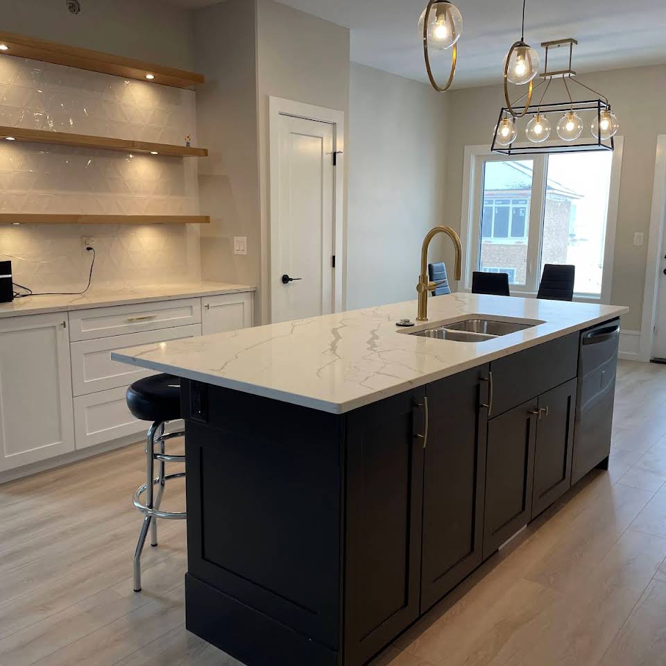 kitchen with white cabinets