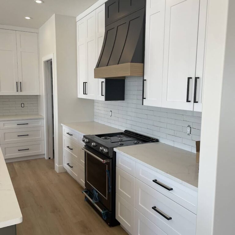 new kitchen with white cabinet doors