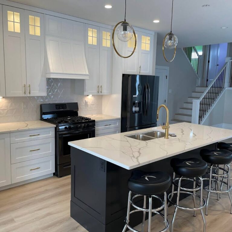 modern style kitchen with chairs